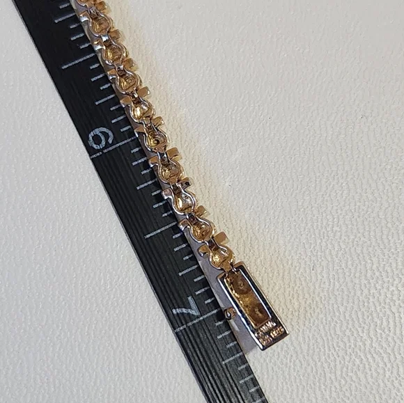 Vintage Gold Tone Sterling Silver Tennis Bracelet - Picture 2 of 11